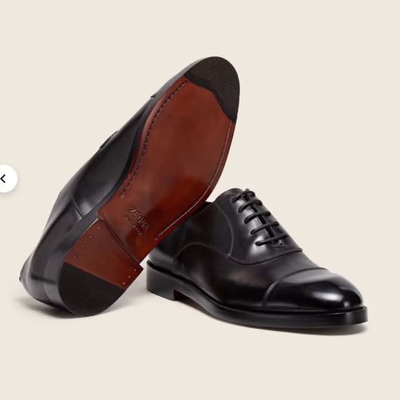 ZEGNA €1290 LACE UPSBLACK LEATHER OXFORD SHOESColor: BlackSize 11.5 preowned
